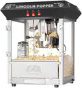 Lincoln 8 oz Popcorn Machine by Great Northern Popcorn, with Stainless Steel Kettle, Unpopped Kernel Tray, Warming Light, and Accessories, Black