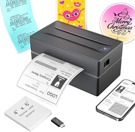 Thermal Shipping Label Printer 4x6 Bluetooth Label Maker for Small Business | Wireless Mailing Shipping Printer for USPS UPS Amazon Shopify Etsy - Compatible with iPhone Android Windows & Mac