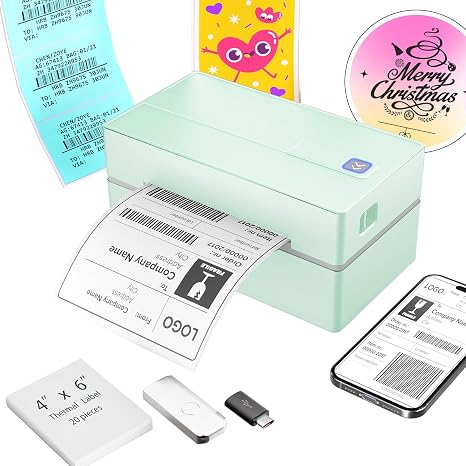 Thermal Shipping Label Printer 4x6 Bluetooth Label Maker for Small Business | Wireless Mailing Shipping Printer for USPS UPS Amazon Shopify Etsy - Compatible with iPhone Android Windows & Mac