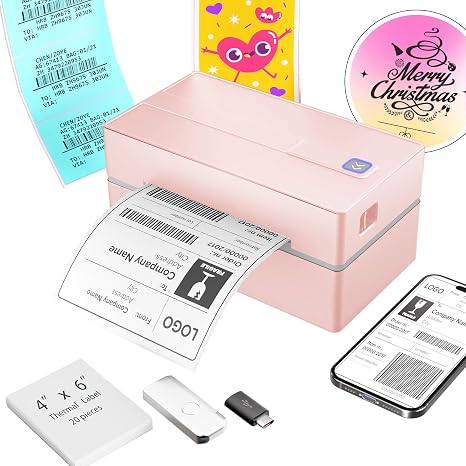 Thermal Shipping Label Printer 4x6 Bluetooth Label Maker for Small Business | Wireless Mailing Shipping Printer for USPS UPS Amazon Shopify Etsy - Compatible with iPhone Android Windows & Mac