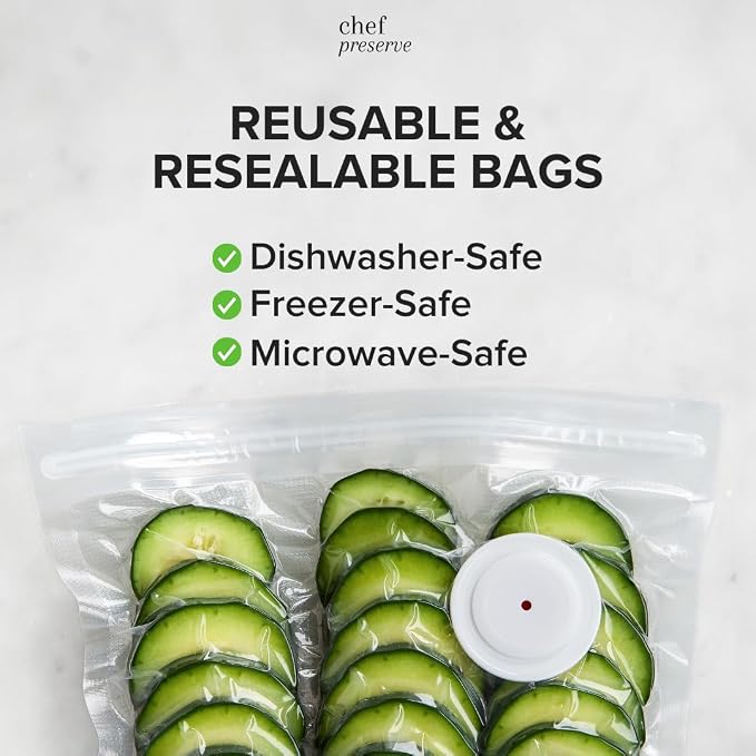 Compact Vacuum Sealer for Food (Vacuum Sealer Machine + 30 Reusable Vacuum Bags) Powerful Handheld Vacuum Sealer Machine, Seal Meal Saver, Portable Food Sealer