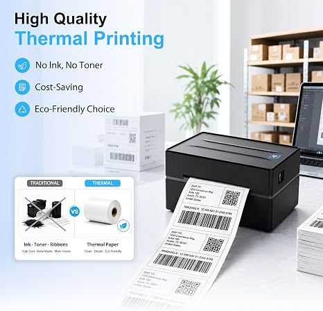 Thermal Shipping Label Printer 4x6 Bluetooth Label Maker for Small Business | Wireless Mailing Shipping Printer for USPS UPS Amazon Shopify Etsy - Compatible with iPhone Android Windows & Mac