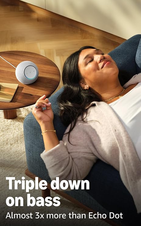 Dot Max (newest model), Alexa speaker with room-filling sound and nearly 3x bass, Great for living rooms and medium-sized spaces, Designed for Alexa+