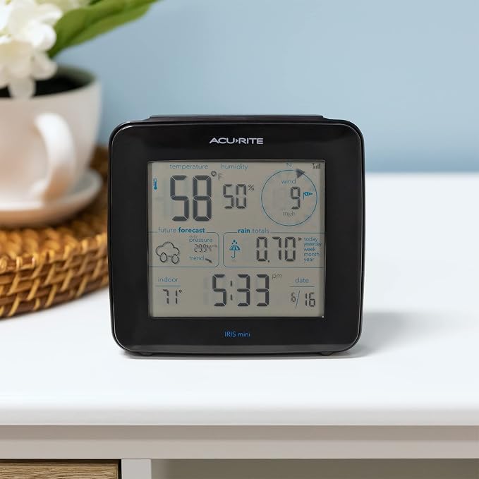 Iris (5-in-1) Indoor/Outdoor Wireless Weather Station for Indoor and Outdoor Temperature and Humidity, Wind Speed and Direction, and Rainfall with Digital Display