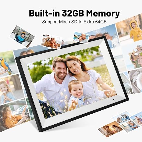 Digital Picture Frame, 10.1 Inch Picture Frame with 1280*800 HD IPS Touch Screen, Smart Digital Photo Frame Built-in 32GB Memory, Auto-Rotate Easy Setup to Share Photos or Videos via AiMOR APP