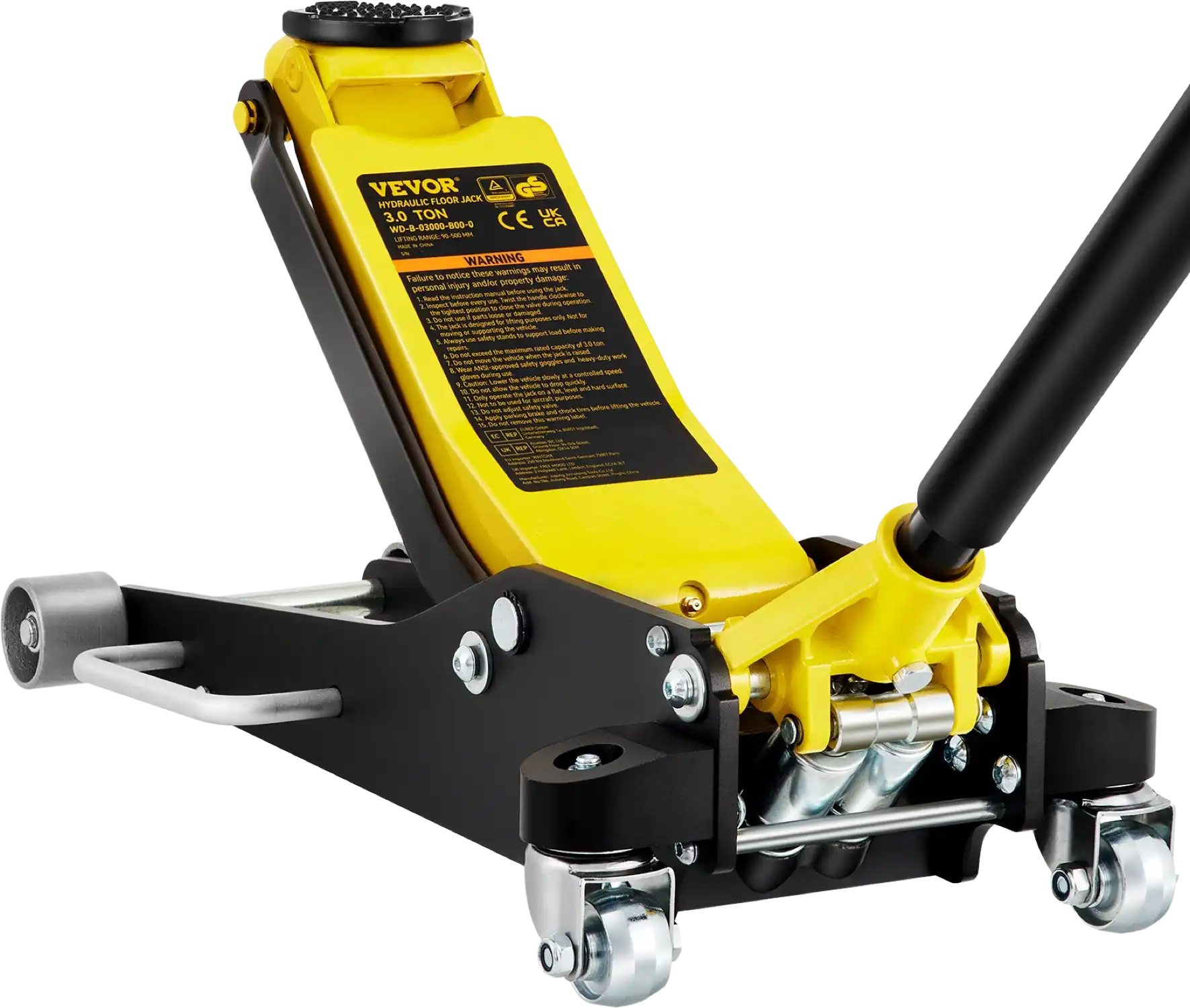 Vevor Floor Jack 6,600 Lbs. 3 Ton Aluminum Steel Low Profile Dual Pump 3.54" to 19.68" New