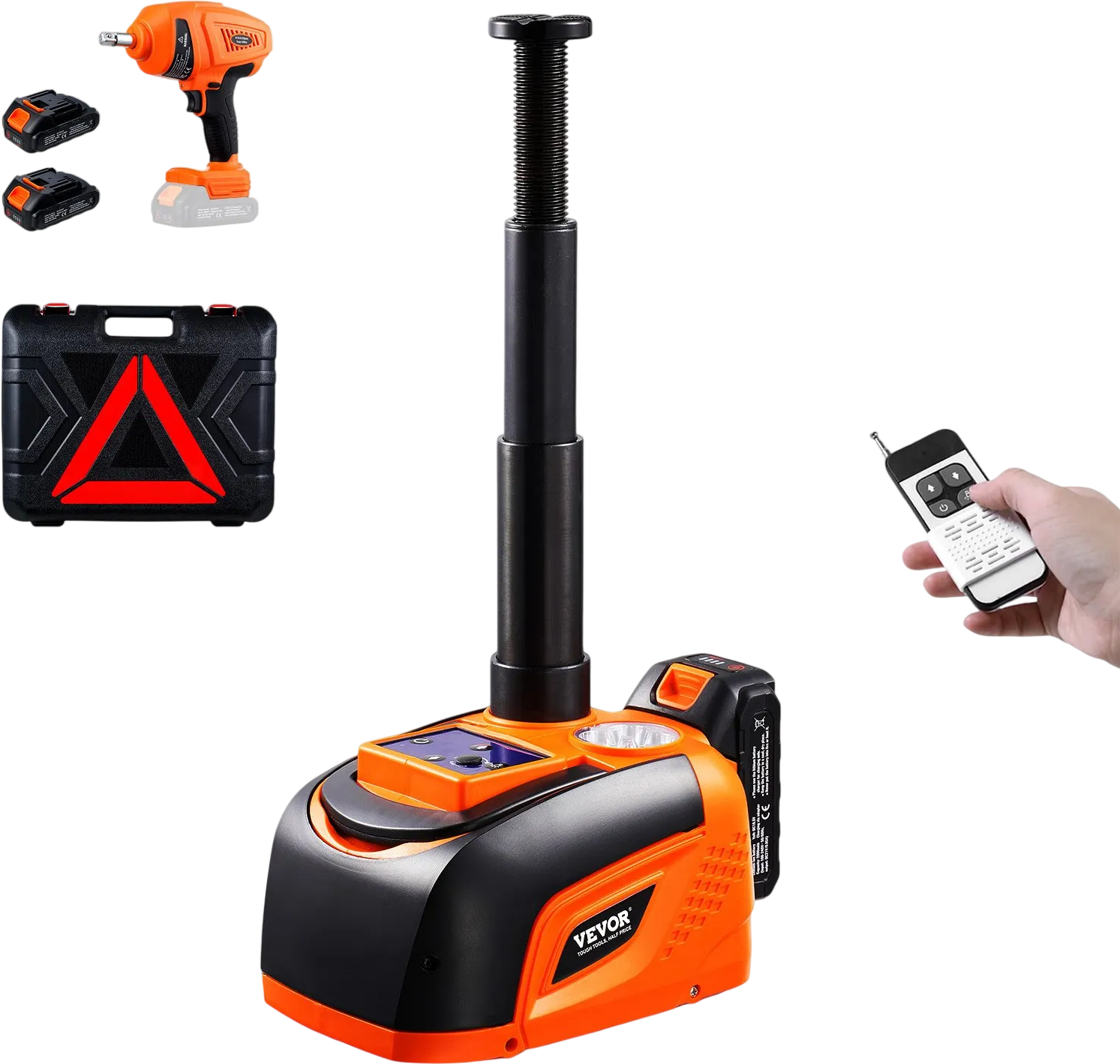 Vevor Electric Car Jack Kit 5 Tons 6.3-17.7 in. with Impact Wrench LED Lighting Remote Control New