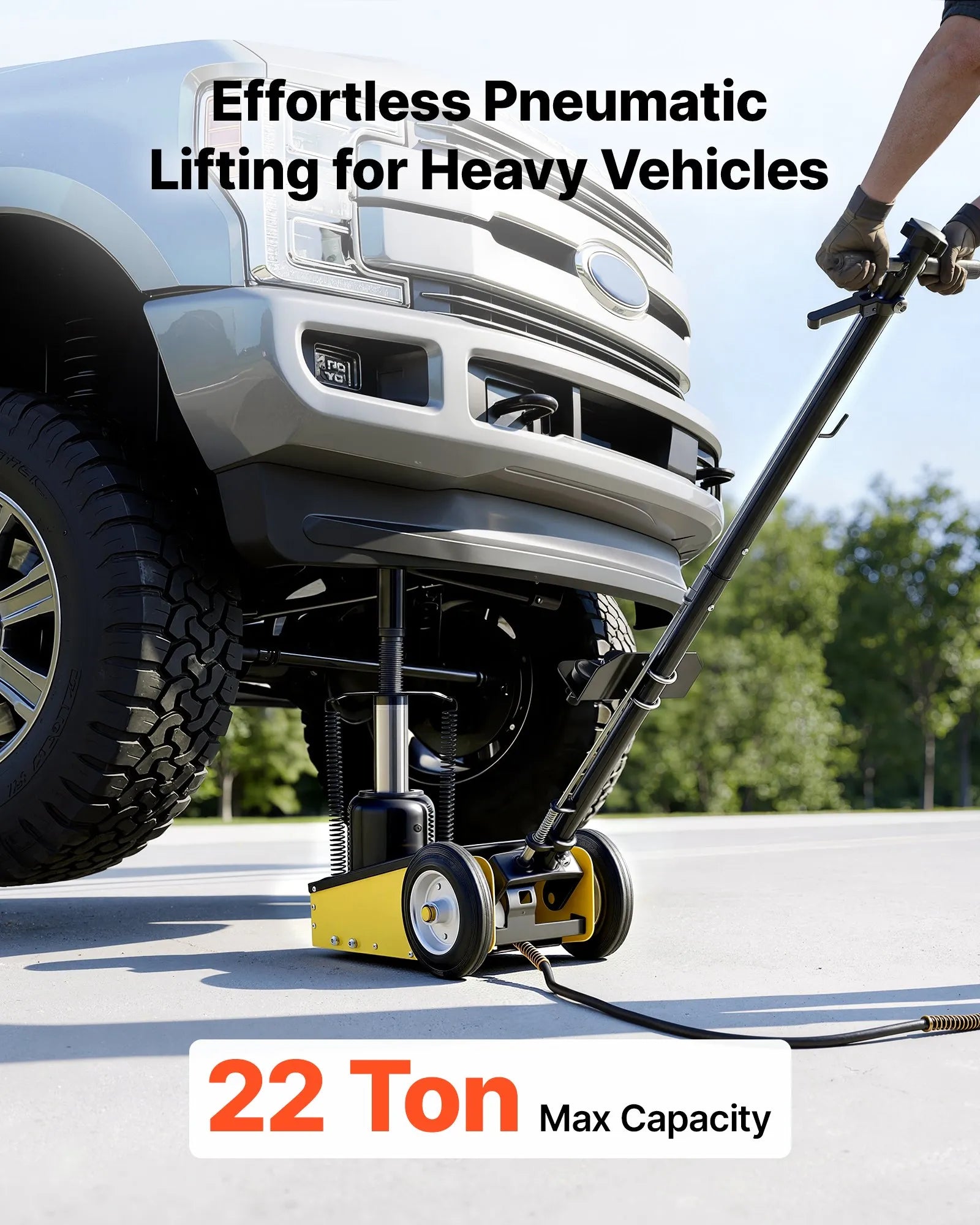Vevor Floor Jack 22 Ton Air Hydraulic Lift 10.4-21.3 in. Range with Extension Posts New