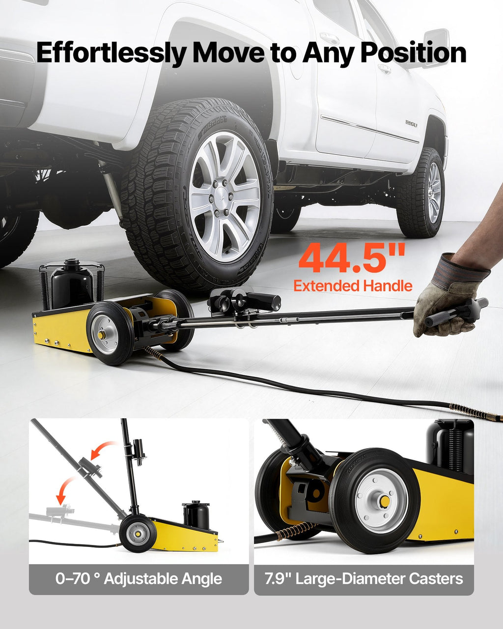 Vevor Floor Jack 22 Ton Air Hydraulic Lift 10.4-21.3 in. Range with Extension Posts New