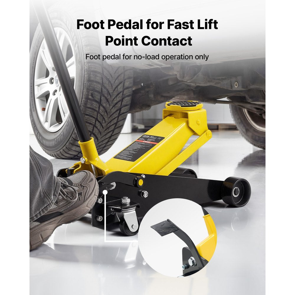 Vevor Floor Jack Low Profile 3 Ton Steel Racing Hydraulic Trolley Car Lift with Foot Pedal New