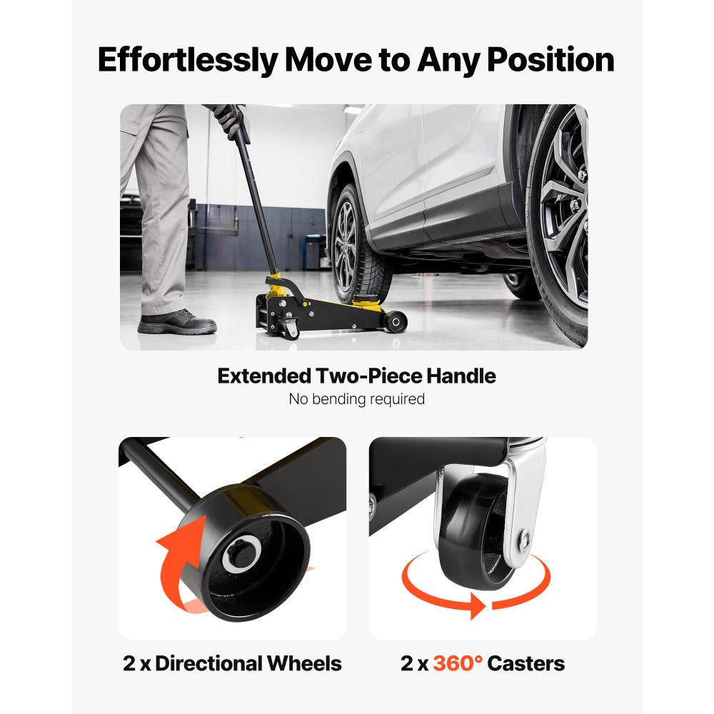 Vevor Floor Jack Low Profile 3 Ton Steel Racing Hydraulic Trolley Car Lift with Foot Pedal New