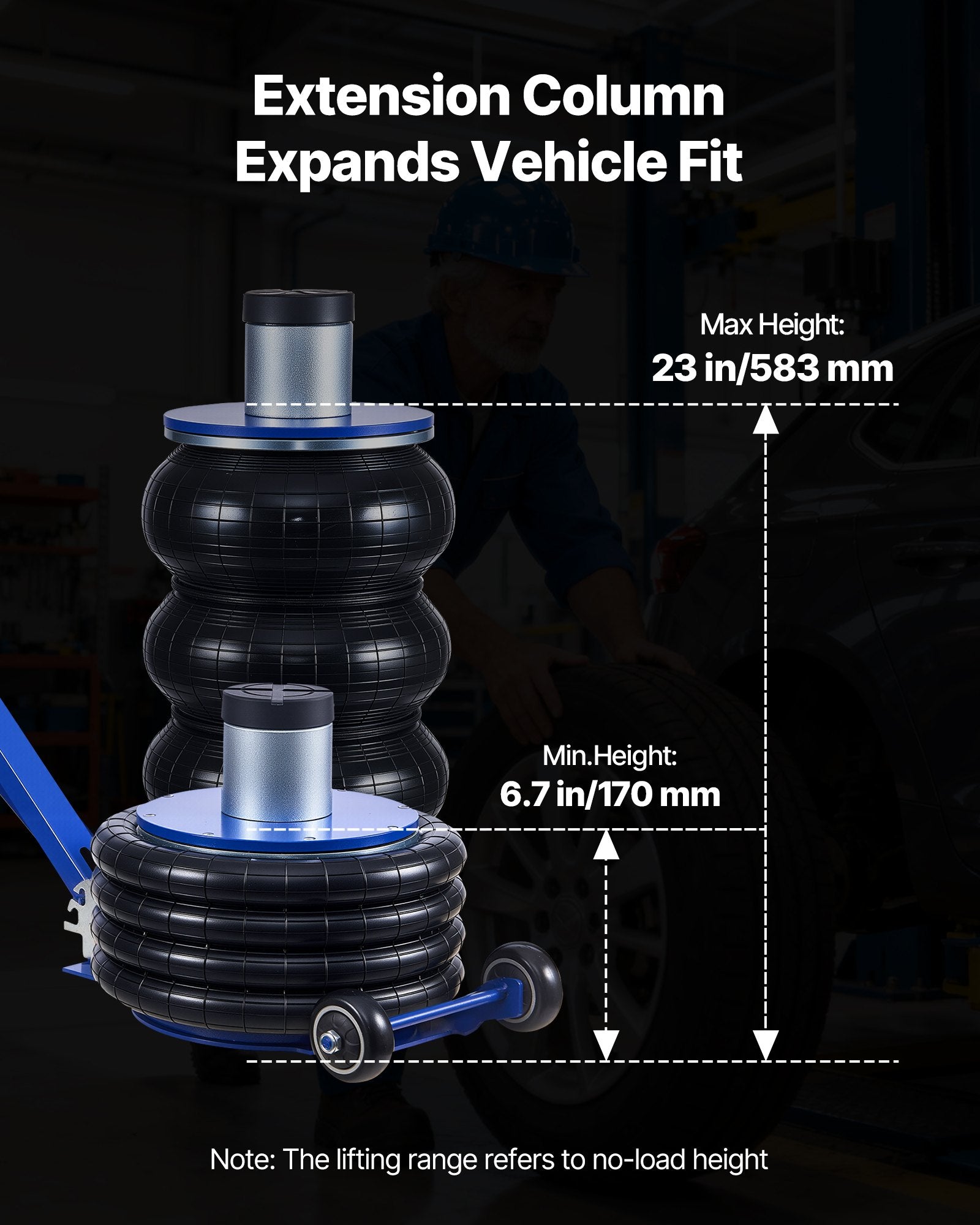 Vevor Air Jack 6 Ton 6.7-26.5 in. Lift Range with Extension Column New
