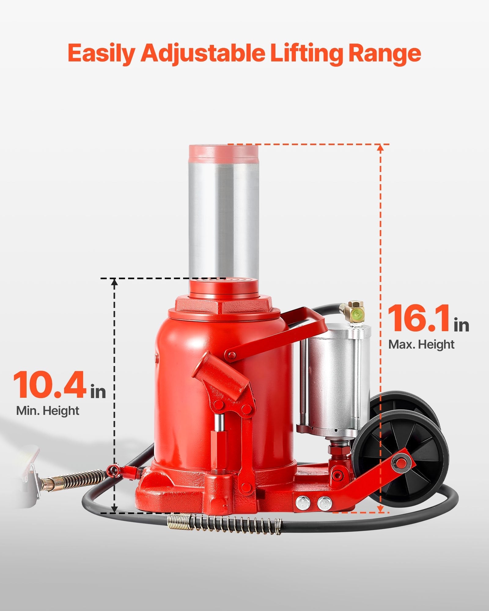 Vevor Air Hydraulic Bottle Jack 50 Ton Capacity 10.4-16.1 in. Lift Range Pneumatic/Manual New