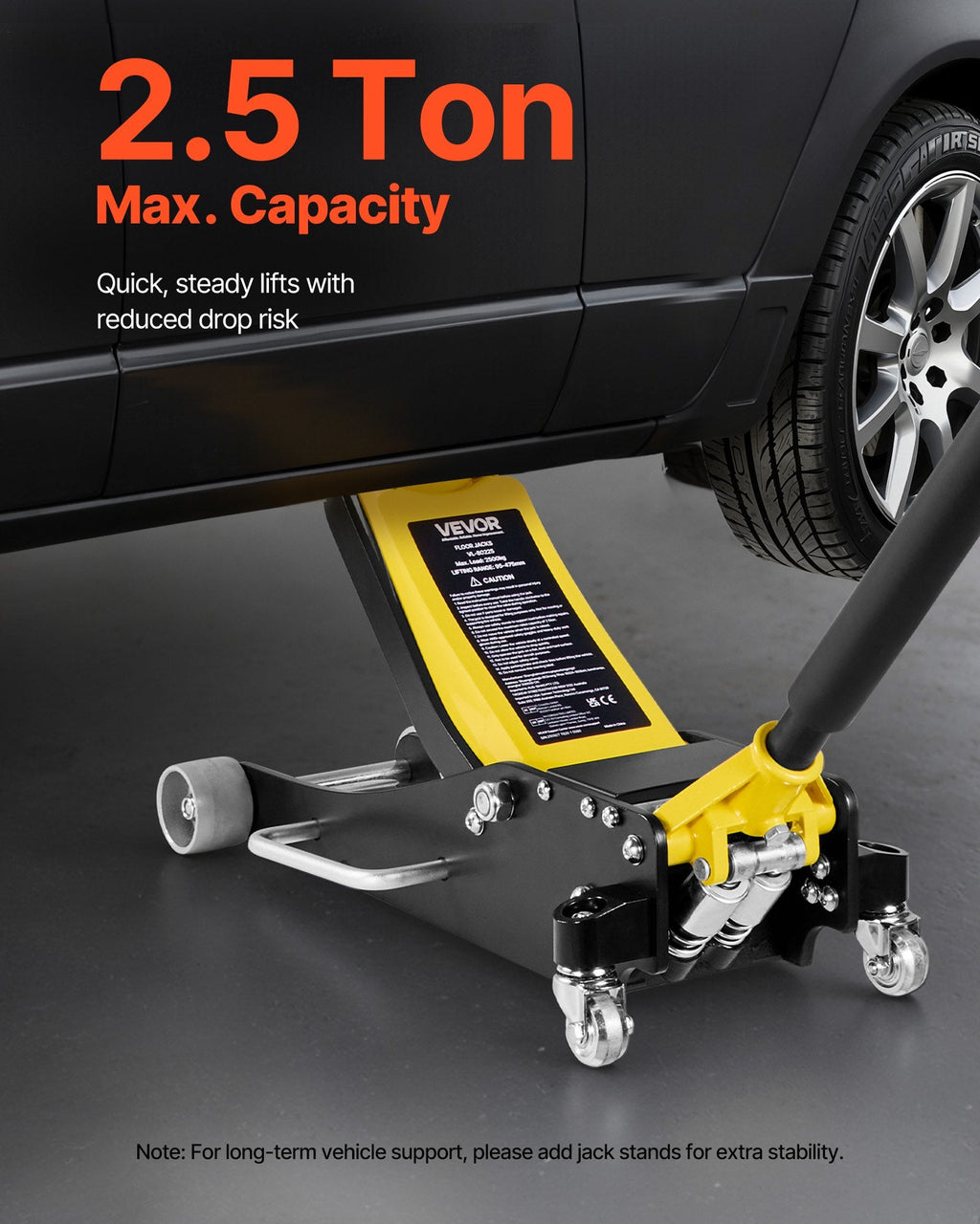 Vevor Low Profile Floor Jack 2.5 Ton 3.74-18.7 in. Lift Range with Dual Pistons Quick Lift Pump New