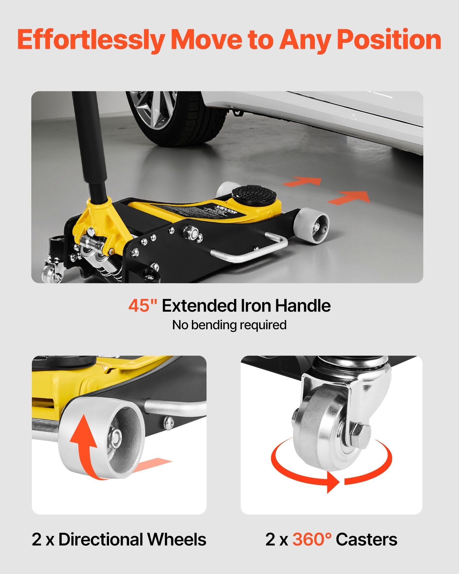 Vevor Low Profile Floor Jack 2.5 Ton 3.74-18.7 in. Lift Range with Dual Pistons Quick Lift Pump New