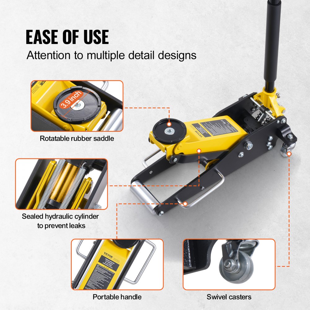 Vevor Floor Jack Low Profile Aluminum Hydraulic 2 Ton New