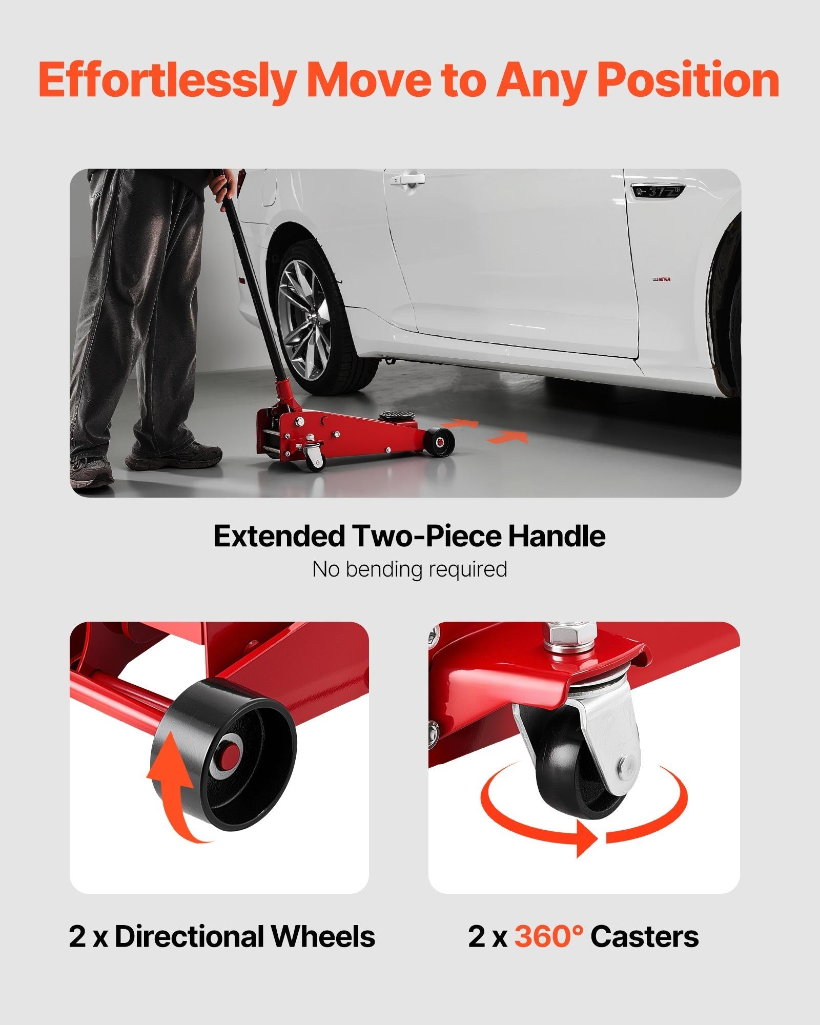Vevor Low Profile Floor Jack 3 Ton Capacity Single Piston with 5.1- 19.7 in. Lifting Range New
