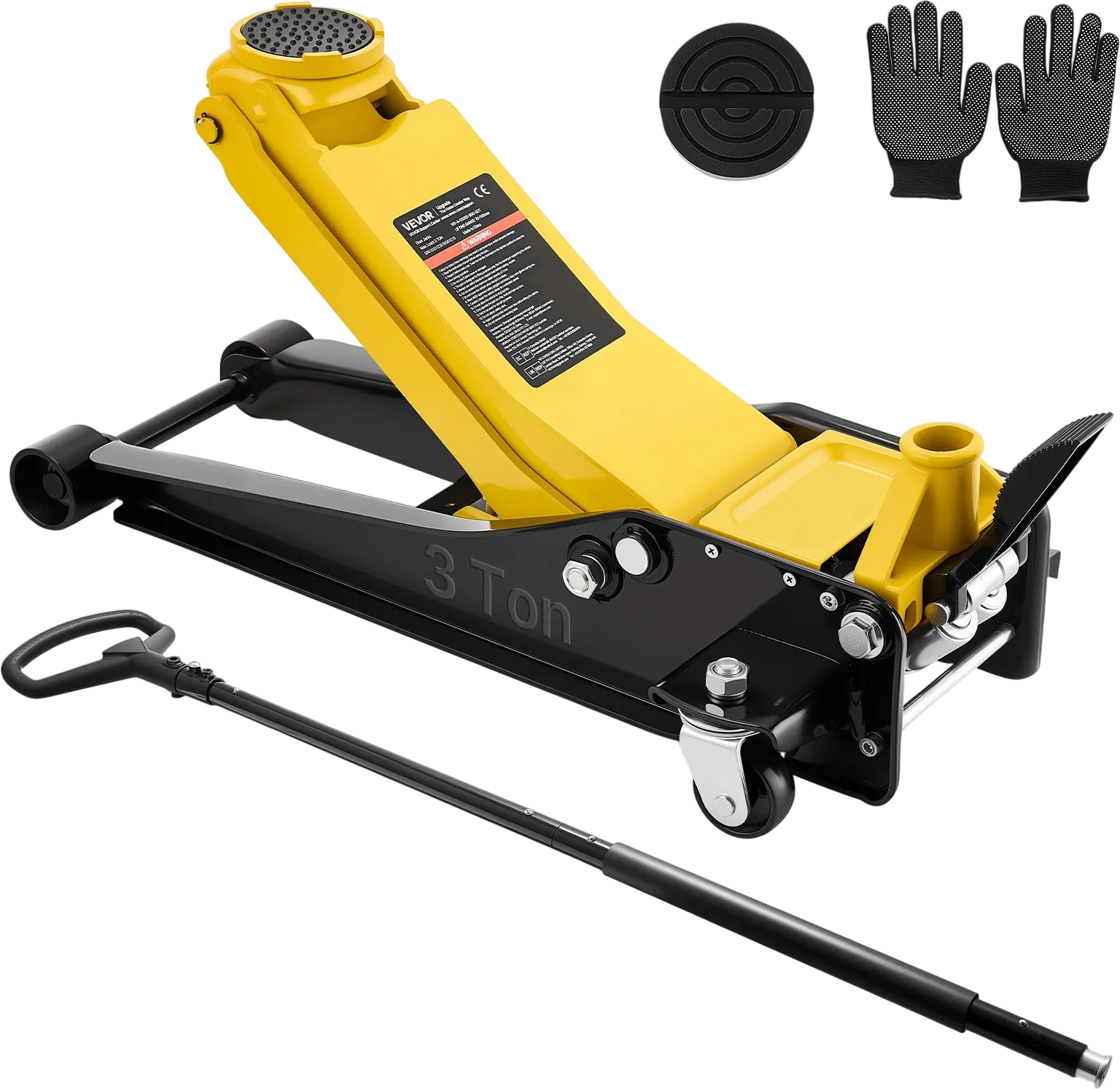Vevor Low Profile Floor Jack 3 Ton Capacity with Dual Pistons 2.95-19.7 in. Lift Range New