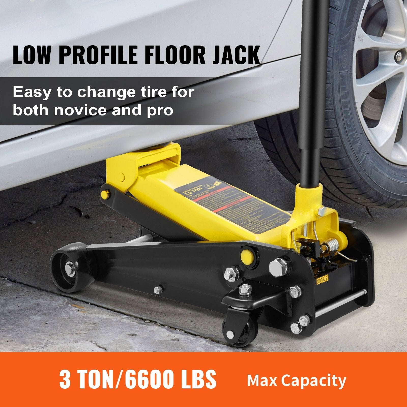 Vevor Hydraulic Floor Jack 3 Ton Steel Low Profile Single Piston New
