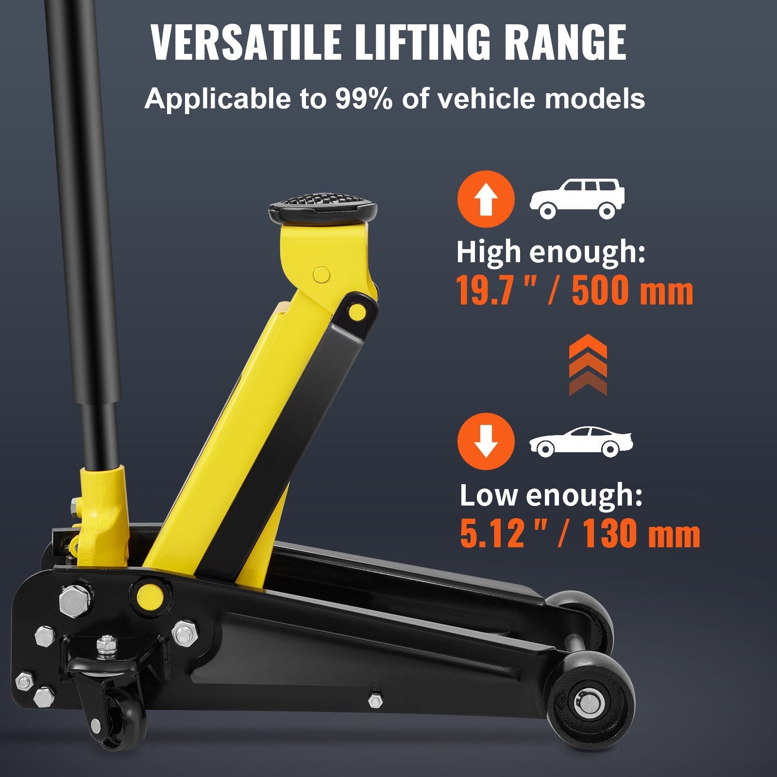 Vevor Hydraulic Floor Jack 3 Ton Steel Low Profile Single Piston New