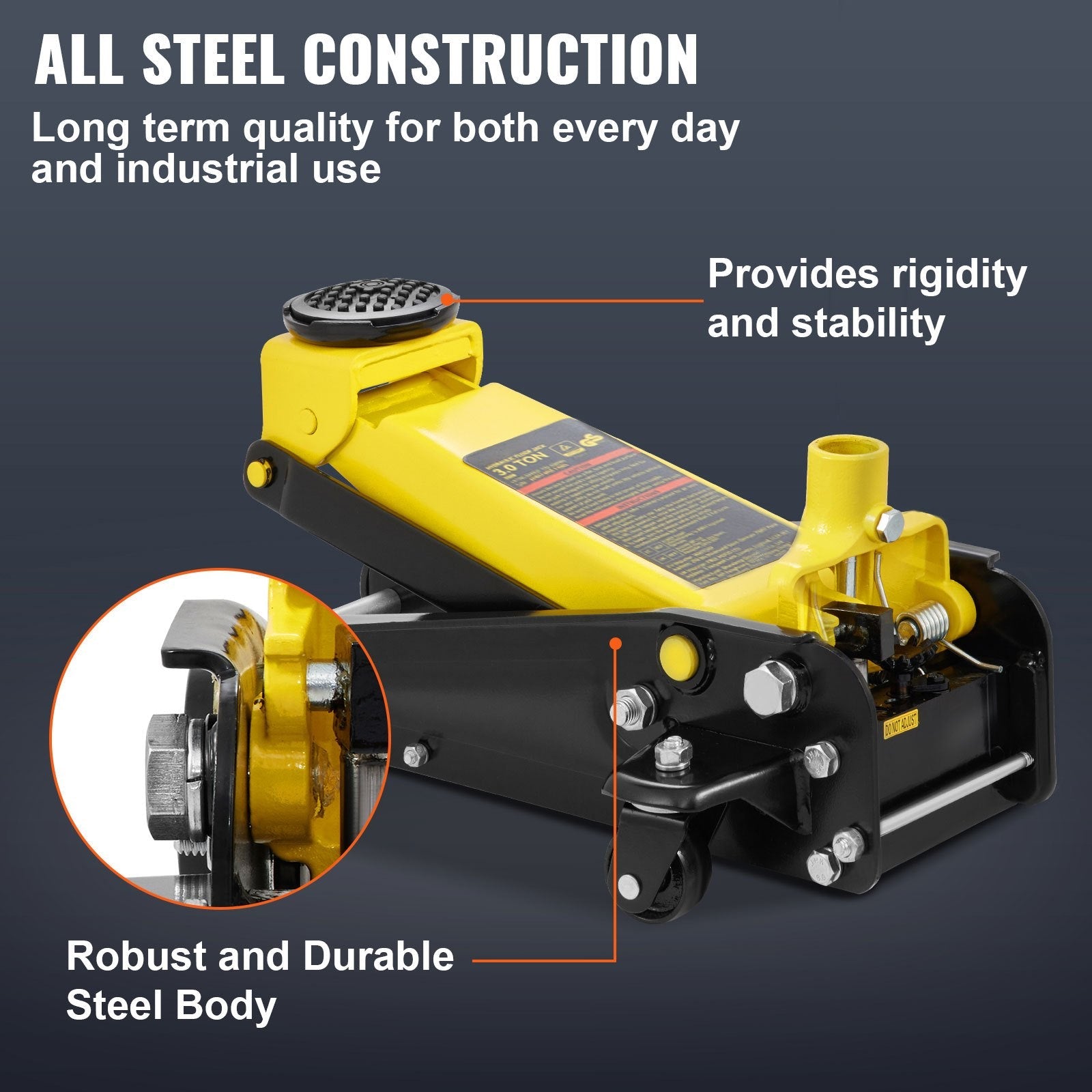Vevor Hydraulic Floor Jack 3 Ton Steel Low Profile Single Piston New