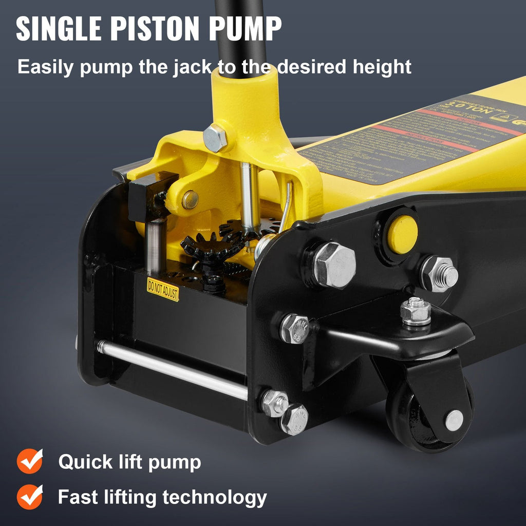 Vevor Hydraulic Floor Jack 3 Ton Steel Low Profile Single Piston New