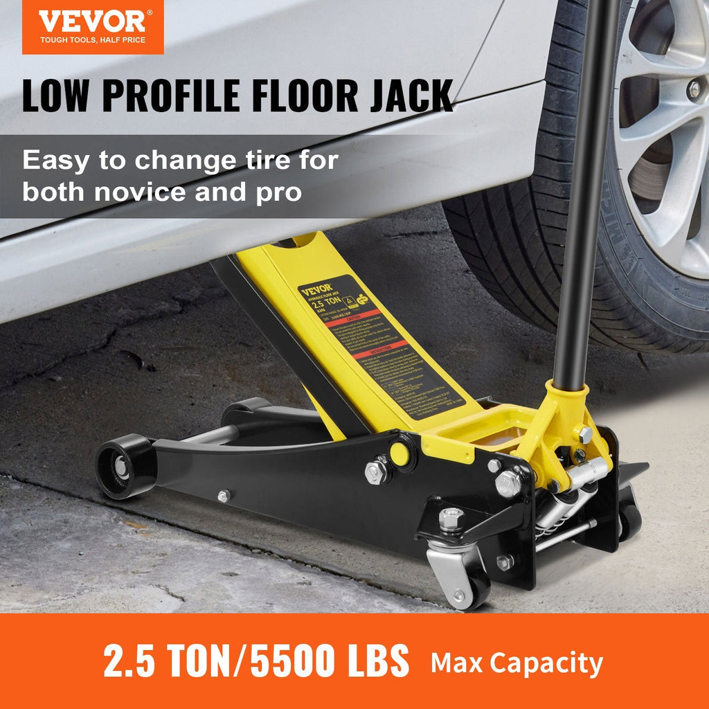 Vevor Hydraulic Floor Jack 2.5 Ton Steel Low Profile Dual Piston Rapid Pump New