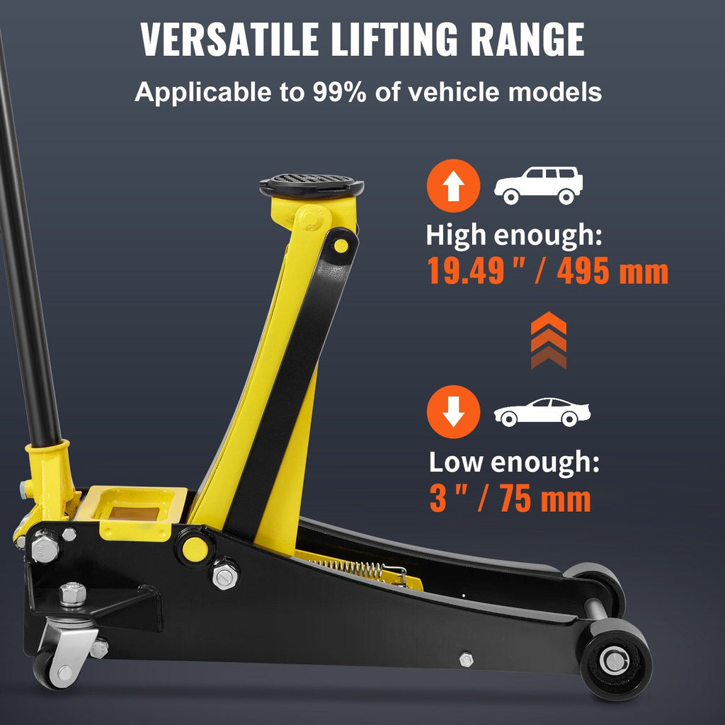 Vevor Hydraulic Floor Jack 2.5 Ton Steel Low Profile Dual Piston Rapid Pump New